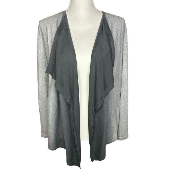 Lafayette 148 Womens Open Cardigan Waterfall Hem Long Sleeve Heather Gray Size S - Picture 1 of 6